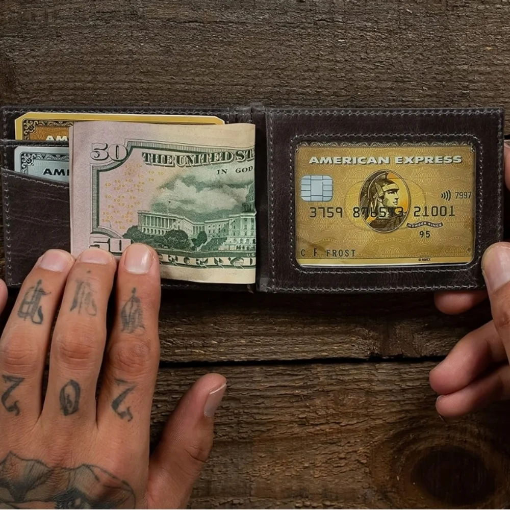 LEATHER Modern Gray Men's Slim Wallet